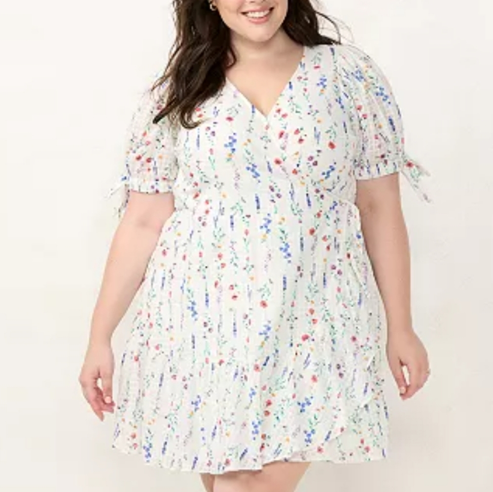 LC Lauren Conrad Floral Mini Dress - White with Multicolor Floral